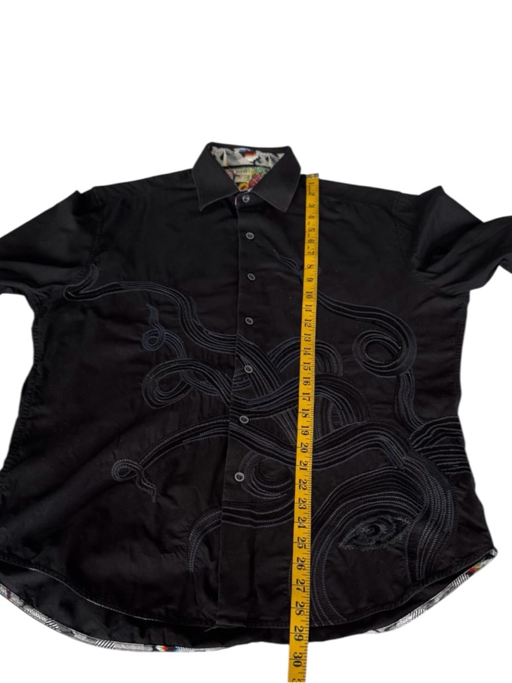 Robert Graham Embroidered 💯 Cotton Black Long-Sleeve Button-Down Shirt Size M - Picture 7 of 16